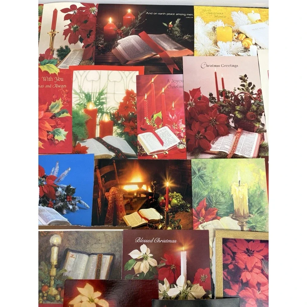 Vintage Christmas Cards Fronts ONLY Bibles Scrapbooking Decoupage Lot of 50+